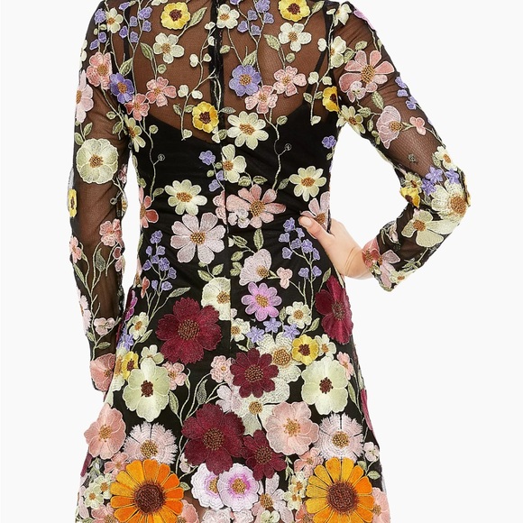 Mac Duggal Long-Sleeve Embroidered Floral Minidress Size 10 NWT - Picture 2 of 6